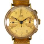 An unusual Niga gold plated gentleman's side by side chronograph wristwatch, Anti-Magnetic, circa