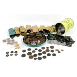 A collection of GB and World copper, brass and mixed metal coins