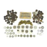 A collection of 19th and 20th century British coinage, including a Victorian and other silver