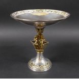 An Elizabeth II silver gilt commemorative 'Herald's' tazza, the shallow bowl with rose and oak