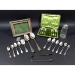 A group of silver spoons, including two Georgian table spoons, 22cm, ten Georgian & Victorian