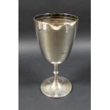 A Victorian silver trophy cup or chalice, with plain unengraved bowl, knopped stem and circular foot