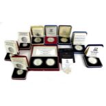 A collection of ERII silver coins, comprising a Royal Mint limited edition silver proof piedfort