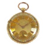 A George IV 18ct gold verge fusee pocket watch, open faced, key wind, foliate and engine turned