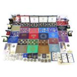 A collection of ERII proof and other coins, including four Royal Mint United Kingdom Proof Coin