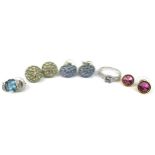 A group of Swarovski jewellery, including a ring set with white crystals, size P/Q, two pairs of