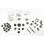 A group of ancient hammered coins, including bronze and silver examples, a Henry VII Canterbury