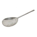 An early to mid 17th century silver slip top spoon, with pear shaped bowl, single partial hallmark