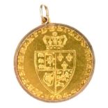 A 1794 George III spade guinea, in a 9ct gold hallmarked mount, 3.2cm including mount and loop, 9.