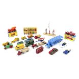 A collection of Dinky, Matchbox, and Lesney model vehicles and accessories, comprising a boxed Dinky