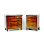 Two early 20th century miniature mahogany chest of drawers, comprising a two over two chest, 26 by