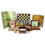 A group of vintage games, including a leather cased Piquet and Bezique set, with Goodalls' gold
