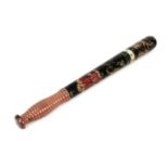 A Victorian police truncheon, with hand painted decoration of the royal crown and "VR" cipher and "