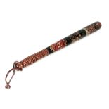 A Victorian police truncheon, with hand painted decoration of the royal crown and "VR" cipher and