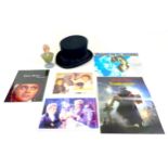 A small collection of Shane Briant film memorabilia, Hammer Horror, comprising a top hat he wore