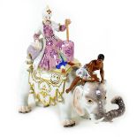 A Meissen porcelain figure group, modelled as 'Persian with Elephant', early to mid 20th century,
