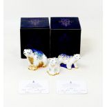 Three limited edition Royal Crown Derby paperweights, modelled as Aurora Polar bear, 10cm high,