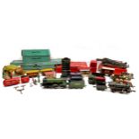 A collection of O gauge tinplate railway, early 20th century, including a clockwork Bassett-Lowke