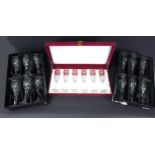 A collection of crystal glass wares, including a cased set of six Rockingham Crystal champagne