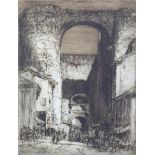 Sir Frank Brangwyn (British, 1867-1956): 'The Gate of St. Vincent, Avila,' etching, 1913, 'edition