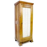 A French oak freestanding larder cupboard, late 19th century, with single metal latticed grill and