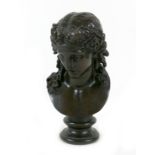 A late 19th century French bronze bust, modelled as Ariadne, after the Antique, originally