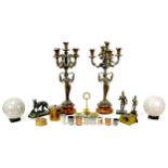 A group of late 20th century and later ornaments, including a pair of bronzed metal Edwardian
