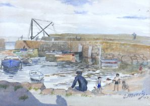 C. Morris (British, 20th century): a harbour scene, signed and dated '43 lower right, watercolour,