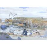 C. Morris (British, 20th century): a harbour scene, signed and dated '43 lower right, watercolour,