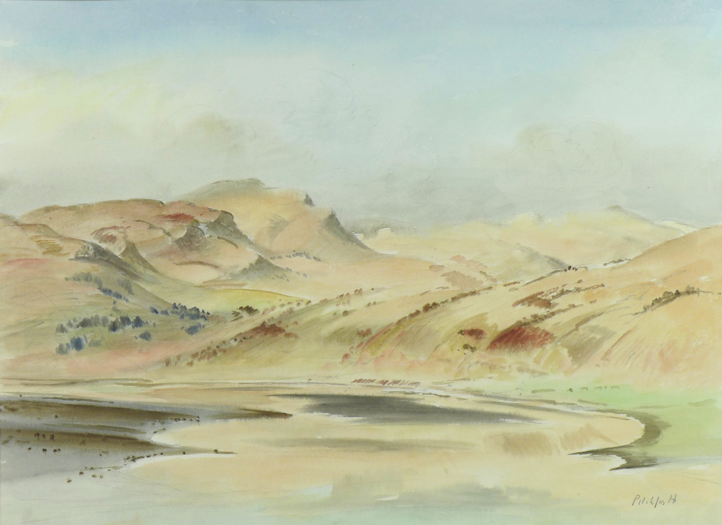 Roland Vivian Pitchforth (British 1895-1982): 'Llangorse Lake', watercolour, signed lower right