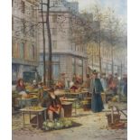 William Raymond Dommersen (British, 1859-1927): 'The Place des Halles, Paris', a Parisian street