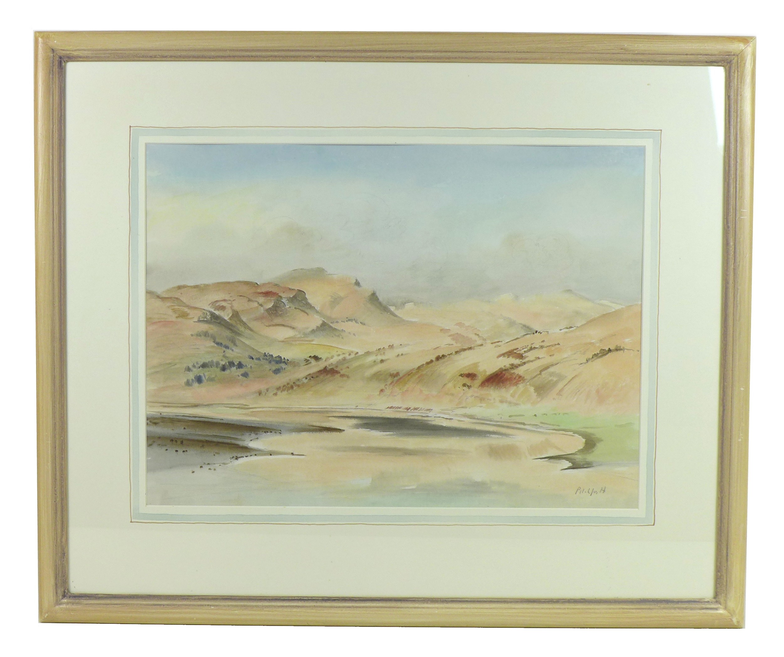 Roland Vivian Pitchforth (British 1895-1982): 'Llangorse Lake', watercolour, signed lower right - Image 2 of 5