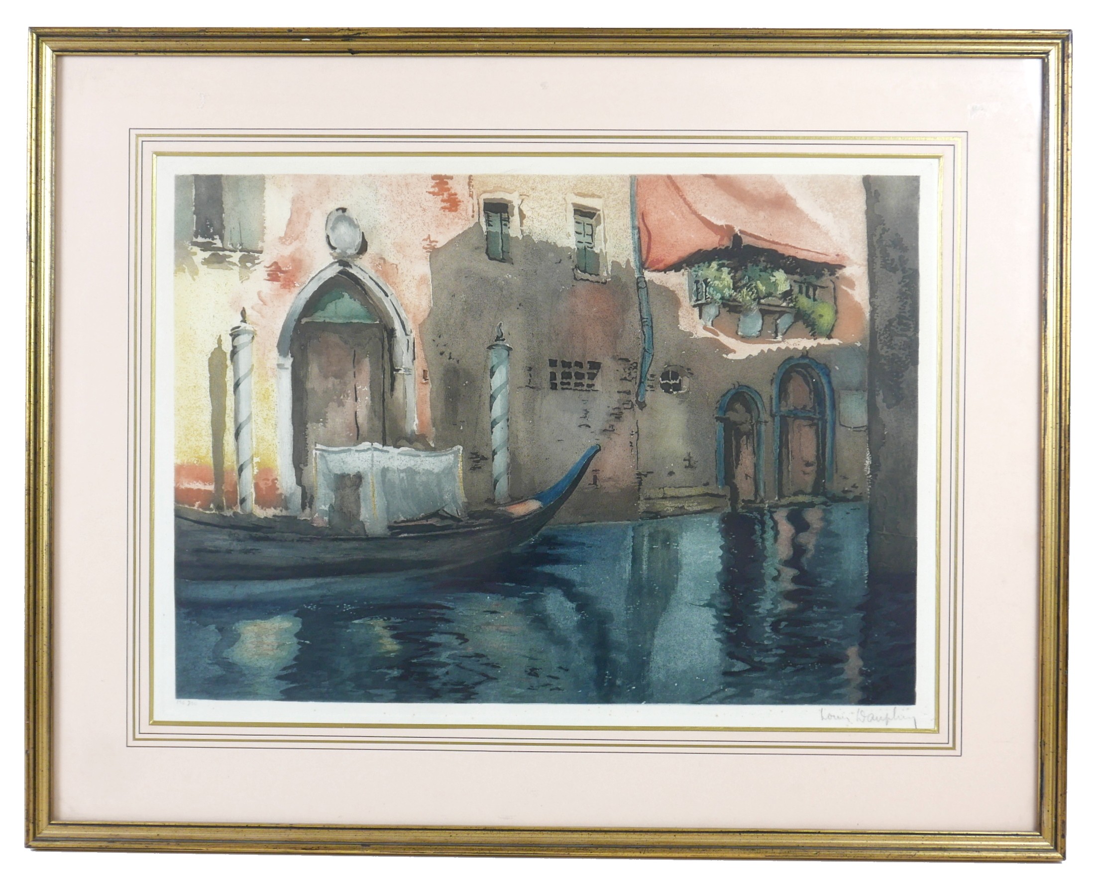 After Louis Waughley (?) (20th century): a Venetian canal scene, mezzotint, signed in pencil to - Image 2 of 5