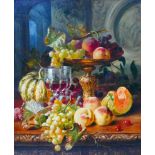 Jenny Augustine Reys-Allais (French, b.1798): still life with fruit and wine glass oil on board,