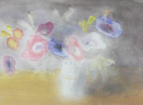 David Willetts (British, b. 1939): 'Anemones With Freesias', watercolour on paper, 55 by 76cm,