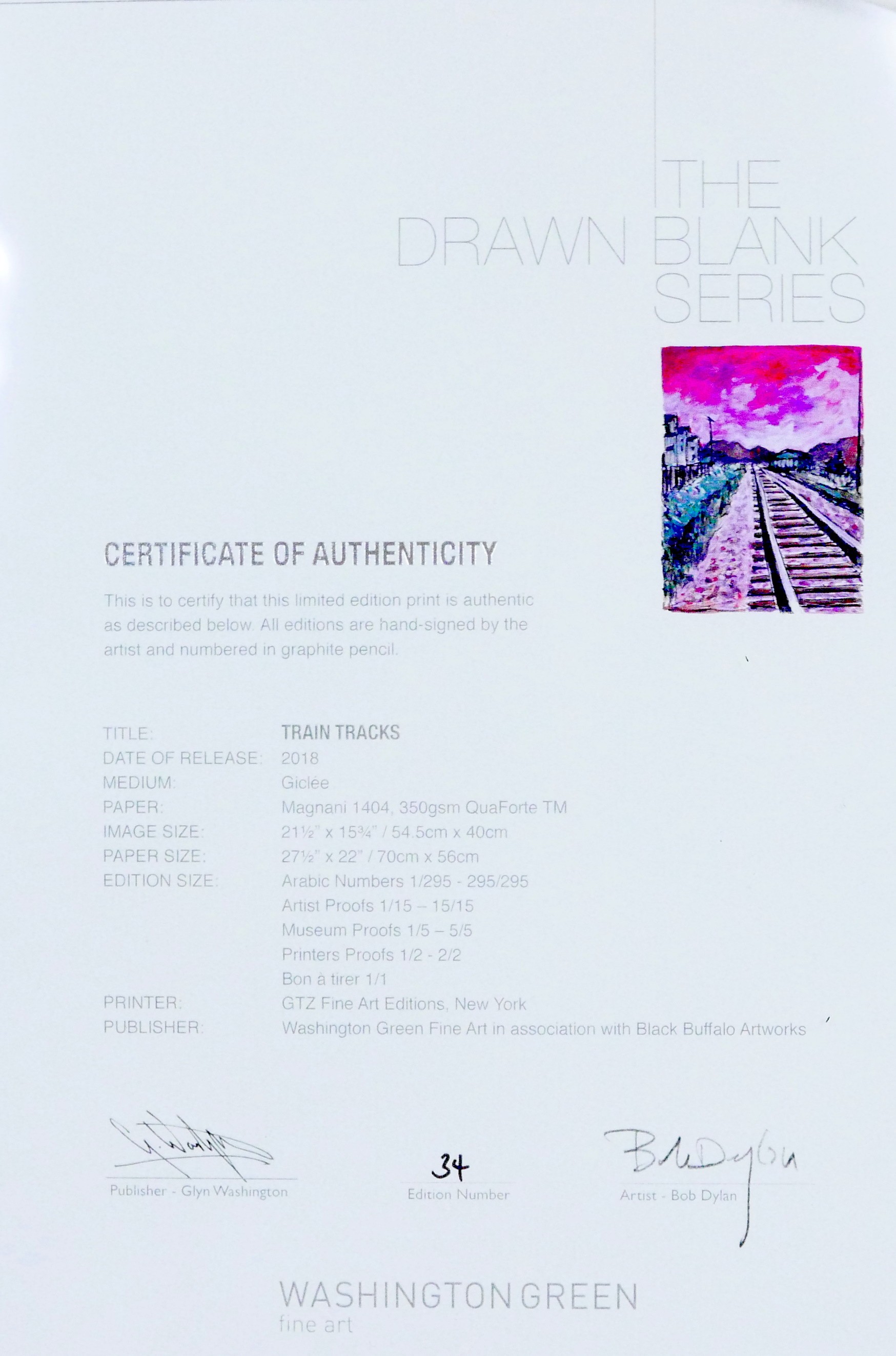 After Bob Dylan (American, b.1941-): Four 'Train Tracks' limited edition signed giclee prints, - Image 12 of 21