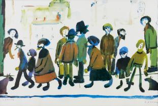 After Laurence Stephen Lowry (British, 1887-1976): 'People Standing About'