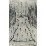 Manner of L. S. Lowry (British, 1887-1976): 'Salford', a pencil sketch depicting a street scene with
