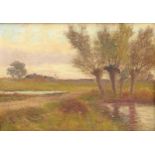 Manner of Abraham Hulk Junior (1851-1922): an oil on canvas of a countryside scene, signed lower