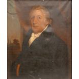 A 19th century half portrait of a gentleman, unsigned, oil on canvas, 70 by 57cm, in gilt