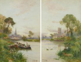 Stuart Lloyd RBA (British, 1845-1959): 'Gloucester' and 'Chichester', a pair of landscape views,