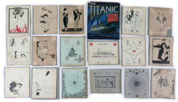 Titanic Interest: Fred Toms (British, 1882-1937): a collection of pen and ink drawings by Fred,
