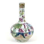 A Canton porcelain bottle vase, late 19th century, typically decorated with reserves of figures