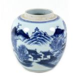 A Chinese porcelain ginger jar, Qing Dynasty, 19th century, decorated in underglaze blue with a