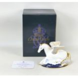 A Royal Crown Derby paperweight, modelled as 'Pegasus', part of the Mythical Beasts designed by June