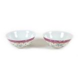 A pair of Chinese porcelain bowls, early to mid 20th century, decorated in famille rose palette with