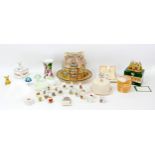 A collection of ornaments, including twenty-one assorted crested ware pieces, a Wemyss vase, 16cm