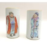 A pair of Chinese porcelain sleeve vases, early to mid 20th century, decorated in Kangxi style