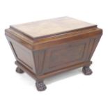 A large Regency mahogany wine cooler, of sarcophagus form, with hinged lid, 81 by 61 by 55cm.