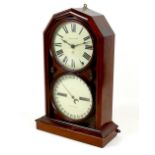 A late 19th century American mahogany twin dial mantel clock, by Seth Thomas Clock Company, with two